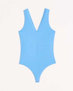 Body Abercrombie Seamless Fabric V-neck Damske Modre | 50OQGWJFE
