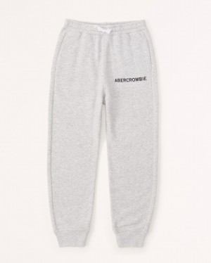 Jogger Nohavice Abercrombie Embroidered Logos Chlapcenske Siva | 36ETBCIHO