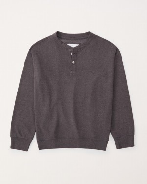 Mikiny Abercrombie Relaxed Henley Chlapcenske Tmavo Siva | 47WOMGEJN