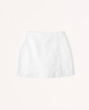 Sady Abercrombie Linen-blend Slit Mini Damske Biele | 68FZPAKXG