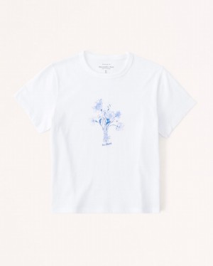 Tricko Abercrombie Kratke-sleeve Floral Graphic Skimming Damske Biele | 80FCLDKNB