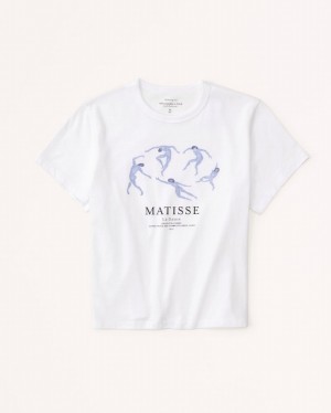 Tricko Abercrombie Kratke-sleeve Matisse Graphic Skimming Damske Biele | 10VCNXFDZ