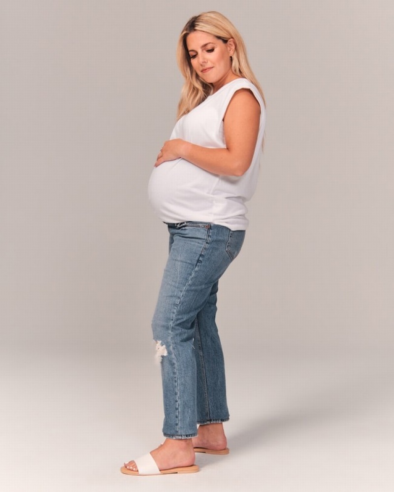 Džínsy Abercrombie Maternity Ankle Straight Damske  Modre | 49KAPENOT