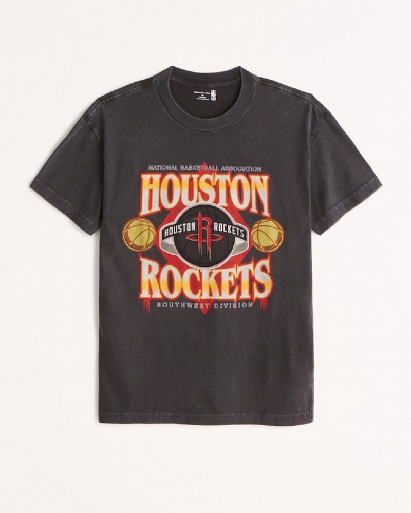 Tricko Abercrombie Houston Rockets Graphic Panske  Čierne | 19LRYDITM
