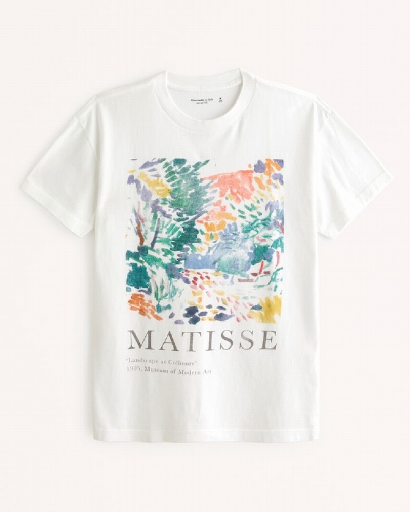 Tricko Abercrombie Matisse Graphic Panske  Biele | 56TXGLBDH